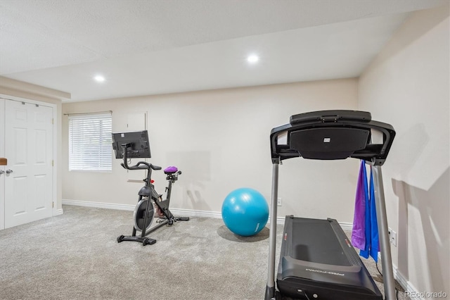 6880 E Appleton Cir, Centennial, CO 80112 - exercise area featuring baseboards, carpet floors, and recessed lighting