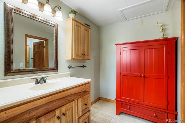 41504 Vista Rdg, Parker, CO 80138 - bathroom with tile patterned floors, vanity, and baseboards