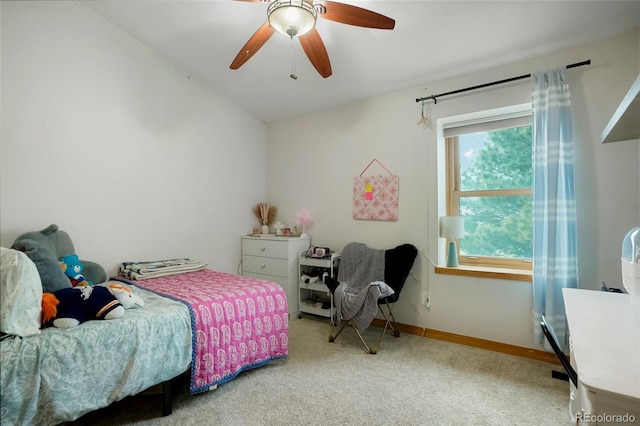 41504 Vista Rdg, Parker, CO 80138 - carpeted bedroom with a ceiling fan, vaulted ceiling, and baseboards