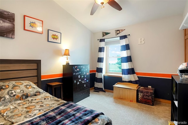 41504 Vista Rdg, Parker, CO 80138 - carpeted bedroom featuring lofted ceiling, baseboards, and a ceiling fan