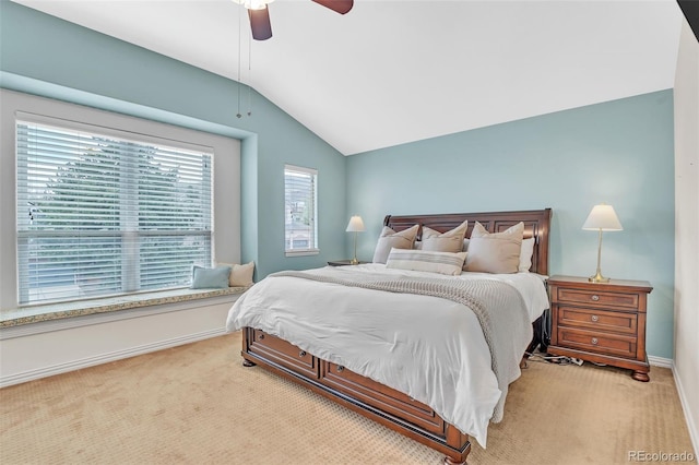 16655 W 2nd Ave, Golden, CO 80401 - bedroom with lofted ceiling, a ceiling fan, carpet floors, and baseboards