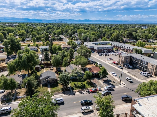 birds eye view of property with a mountain view