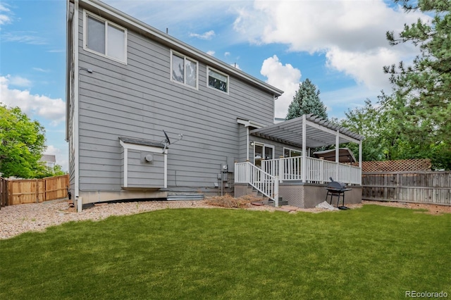 9417 Burgundy Cir, Highlands Ranch, CO 80126 - rear view of property with a deck, a pergola, and a fenced backyard