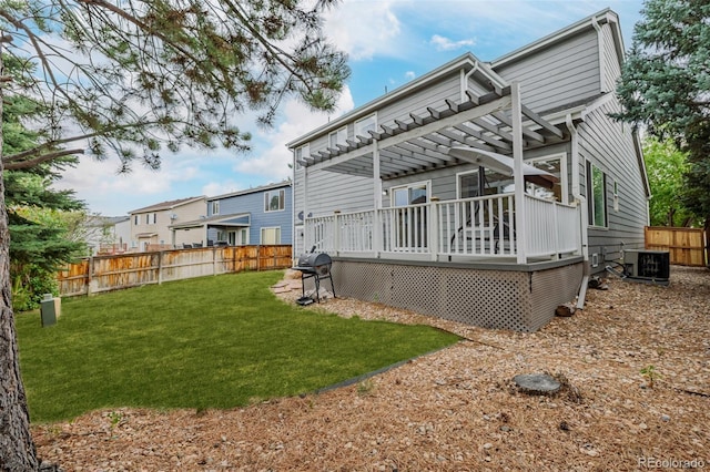 9417 Burgundy Cir, Highlands Ranch, CO 80126 - rear view of property with a pergola and a wooden deck
