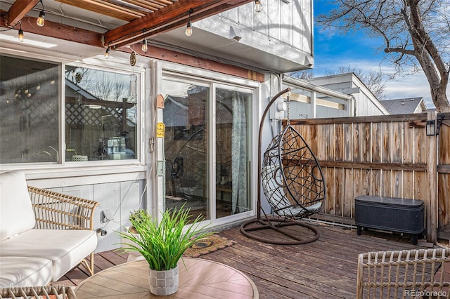 wooden terrace with fence