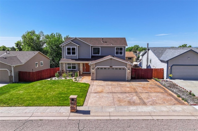 1065 Harbourne St, Colorado Springs, CO 80911 - traditional-style home featuring driveway, an attached garage, and covered porch