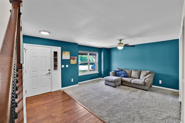 1065 Harbourne St, Colorado Springs, CO 80911 - living area with baseboards, ceiling fan, and wood finished floors