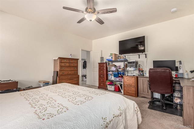 318 Thomas Ave, Keenesburg, CO 80643 - bedroom featuring carpet floors, an office area, and a ceiling fan