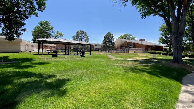 view of yard featuring a gazebo and fence