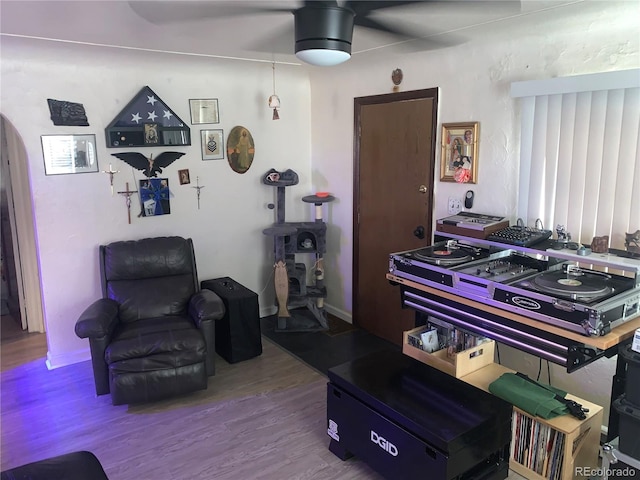 living room with hardwood / wood-style flooring