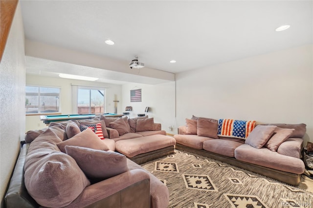 living room with billiards