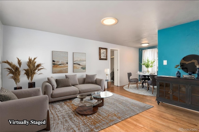 living room with light wood-type flooring