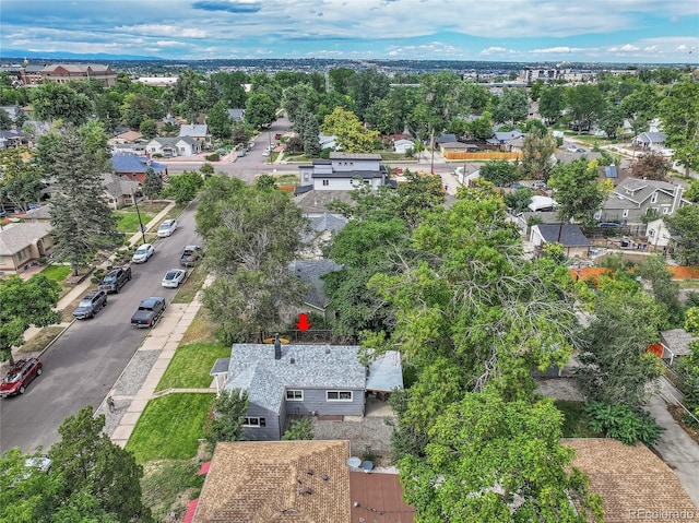 aerial view with a residential view