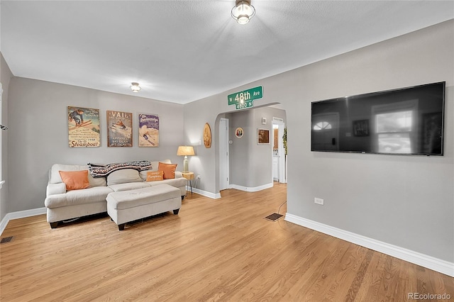 living room with light wood-type flooring