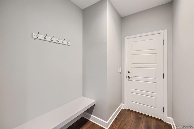 mudroom with dark hardwood / wood-style flooring