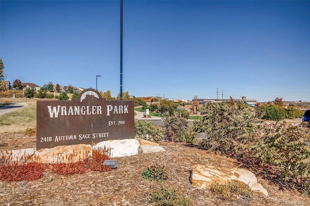 view of community sign