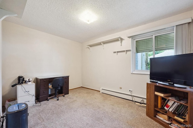 710 S Clinton St Unit 1A, Denver, CO 80247 - office space featuring a baseboard heating unit, carpet, and a textured ceiling