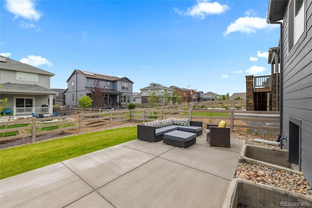 8132 Mt Harvard Rd, Littleton, CO 80125 - view of patio featuring a residential view and an outdoor hangout area