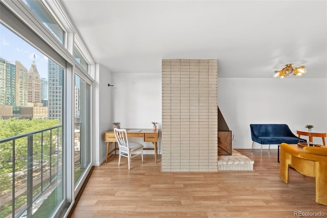 sitting room featuring light hardwood / wood-style flooring and plenty of natural light