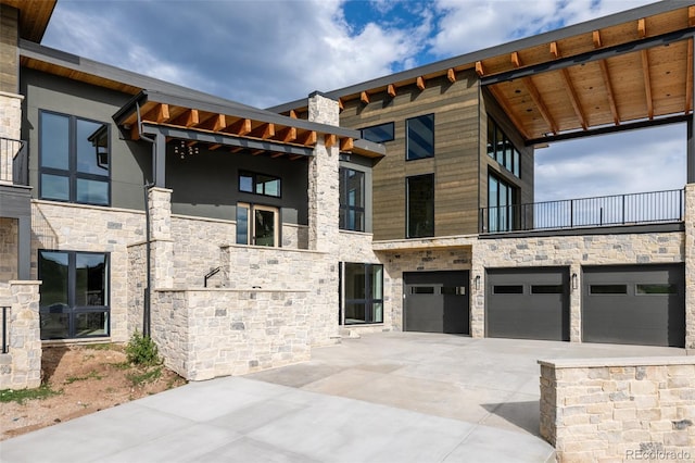 exterior space featuring a garage