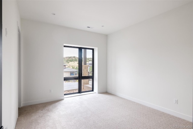 empty room featuring a wealth of natural light and light carpet