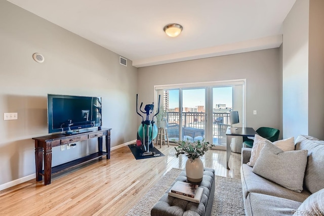 living room featuring hardwood / wood-style flooring