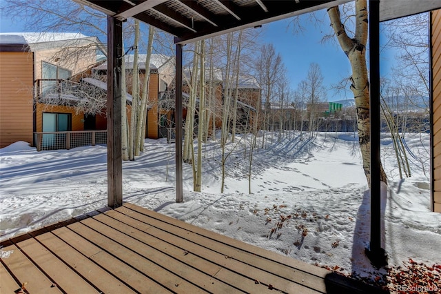 view of yard covered in snow