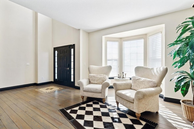 entryway with wood-type flooring