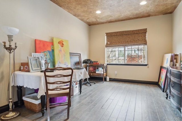 home office featuring wood-type flooring