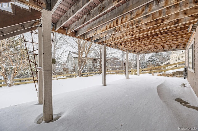 view of yard covered in snow