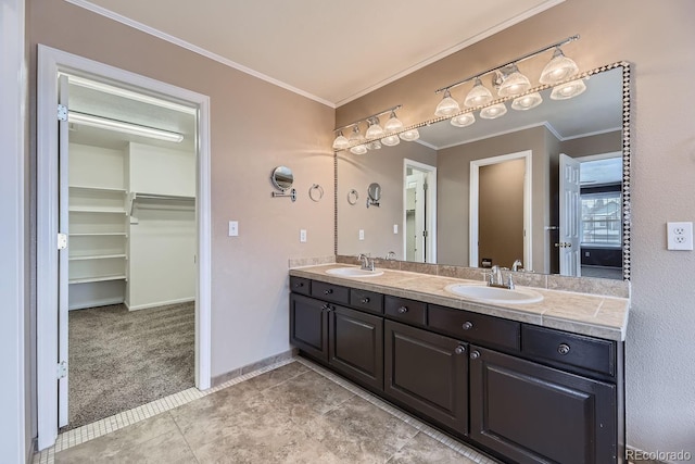 bathroom featuring vanity and crown molding