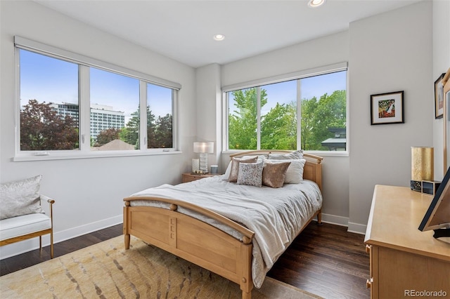 1373 S Garfield St, Denver, CO 80210 - bedroom featuring baseboards, dark wood-type flooring, and recessed lighting