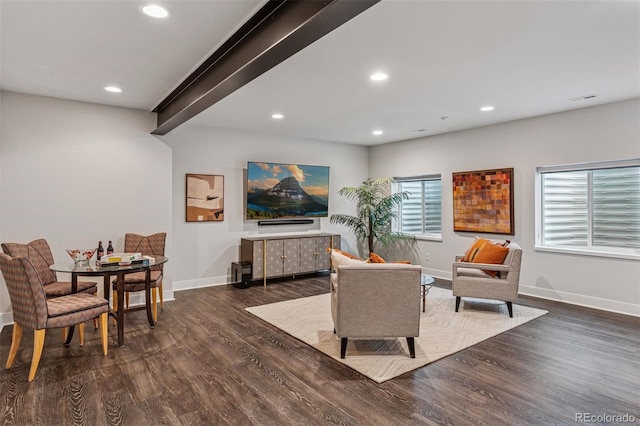 1373 S Garfield St, Denver, CO 80210 - living room with wood finished floors, recessed lighting, and baseboards