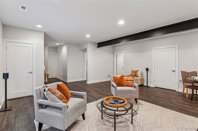 1373 S Garfield St, Denver, CO 80210 - living area featuring wood finished floors, recessed lighting, and baseboards