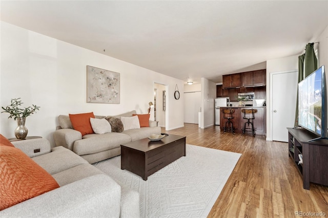 living room featuring light wood-style flooring