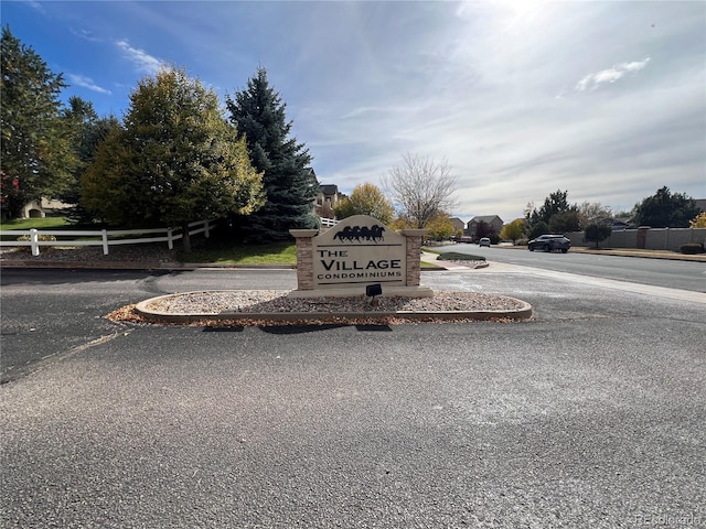 view of community sign