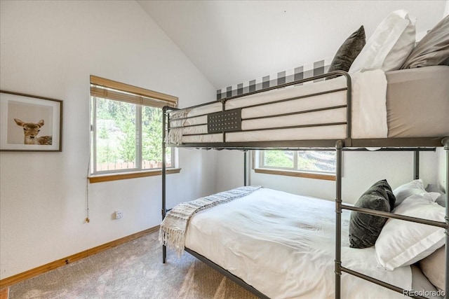 1387 Bobcat Ln, Fairplay, CO 80440 - bedroom featuring carpet flooring and high vaulted ceiling