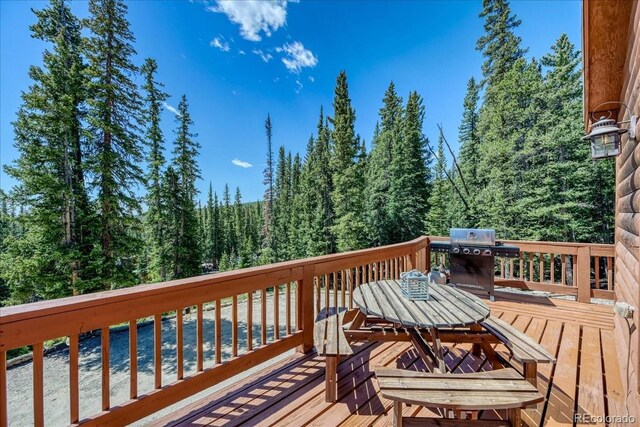 1387 Bobcat Ln, Fairplay, CO 80440 - wooden deck featuring a grill