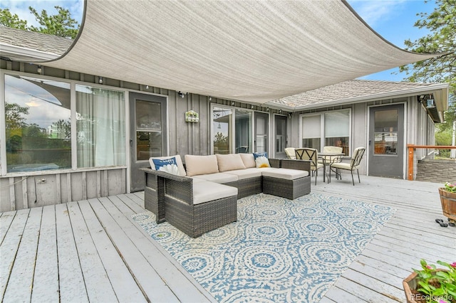 350 Tower Hill Cir, Golden, CO 80401 - wooden terrace featuring outdoor dining area and an outdoor hangout area