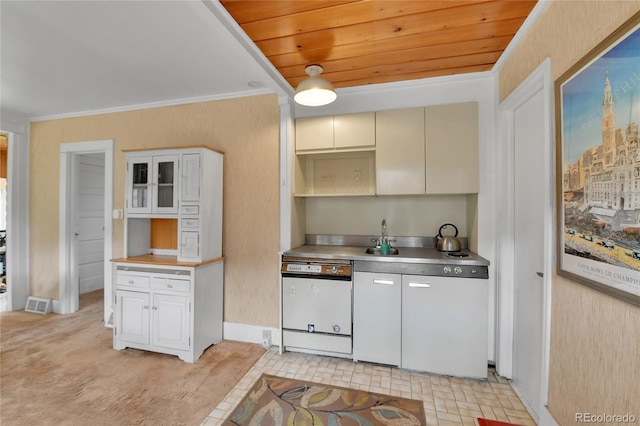 350 Tower Hill Cir, Golden, CO 80401 - kitchen featuring white dishwasher, ornamental molding, and light countertops