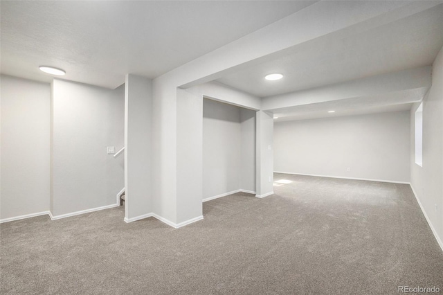 basement with carpet