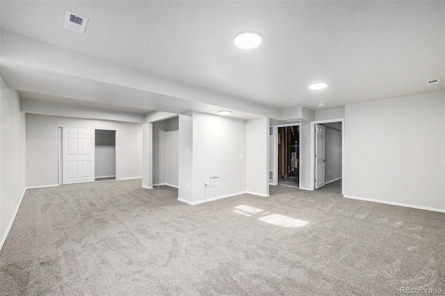 basement with carpet