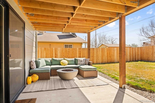 6844 W 69th Pl, Arvada, CO 80003 - fenced backyard featuring an outdoor hangout area and a patio