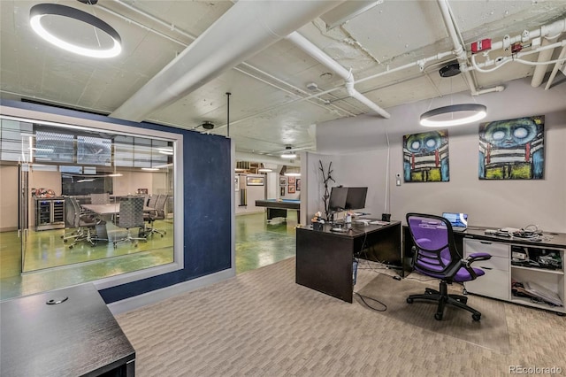 office area featuring hardwood / wood-style floors and pool table