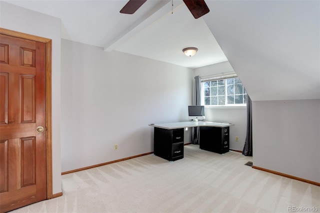 3951 S Carson St Unit D, Aurora, CO 80014 - unfurnished office featuring a ceiling fan, baseboards, and light carpet