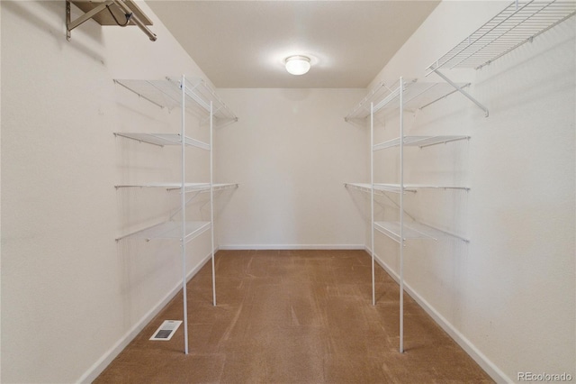 walk in closet with carpet flooring