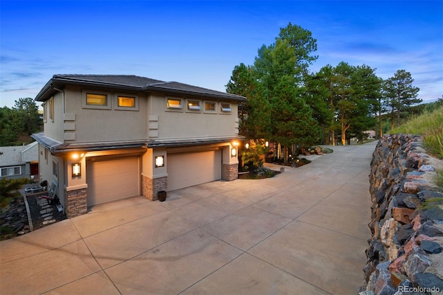 view of front facade with a garage