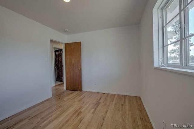 spare room featuring light hardwood / wood-style floors