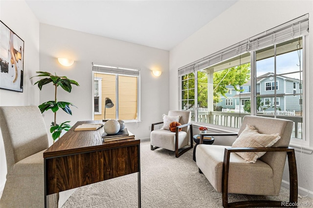 office area with carpet floors and a healthy amount of sunlight