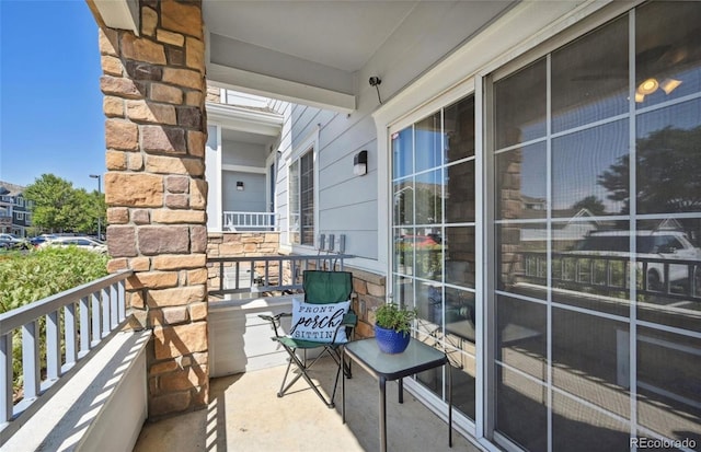 balcony featuring a porch